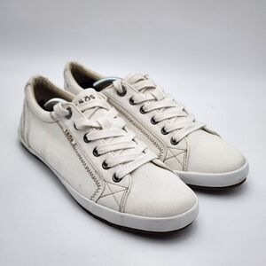 Taos Womens Moc‎ Star White Canvas Fashion Sneaker Shoes Size 9.5 SEE PHOTOS